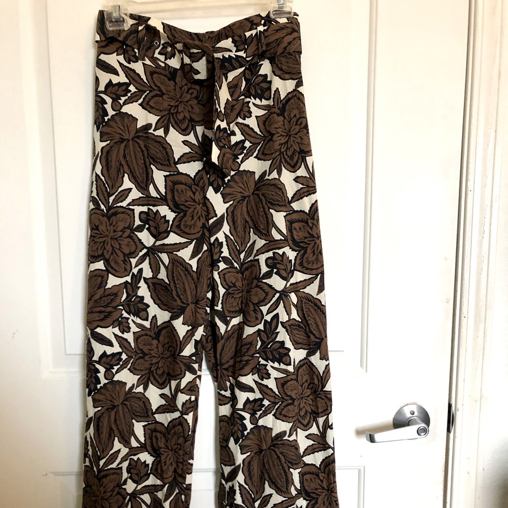 Zara Wide Leg High Waist Belted Pant